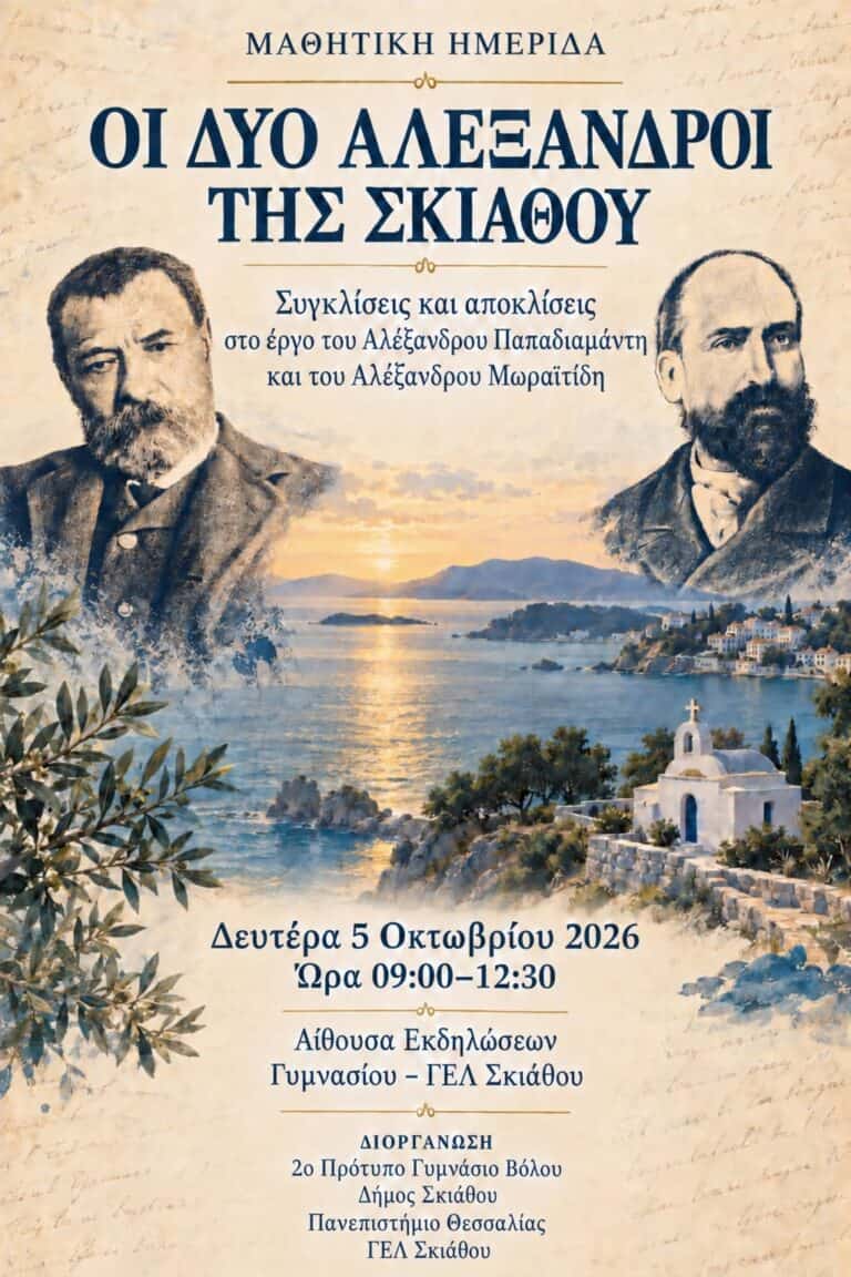 «Οι δύο Αλεξανδροι της Σκιάθου»: Μια μαθητική ημερίδα αφιερωμένη στον Παπαδιαμάντη και τον Μωραΐτη