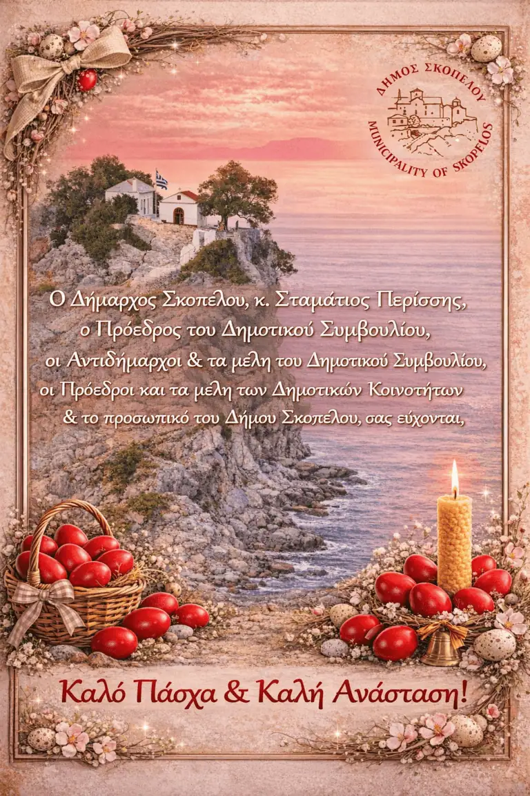 Πασχαλινές ευχές από τον Δήμο Σκοπέλου