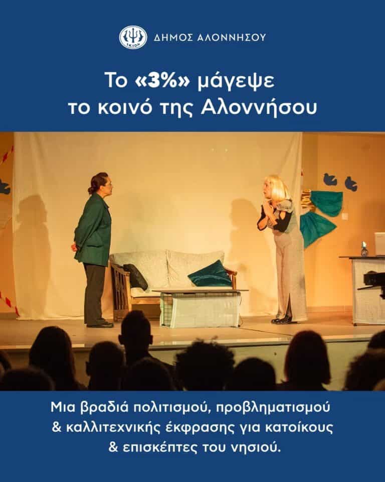 Με επιτυχία η θεατρική παράσταση «Το 3%» στο Δημοτικό Σχολείο Αλοννήσου