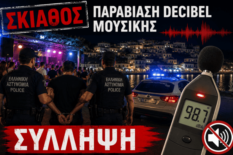 Σκιάθος: Δυο συλλήψεις σε μπαρ για ηχορύπανση
